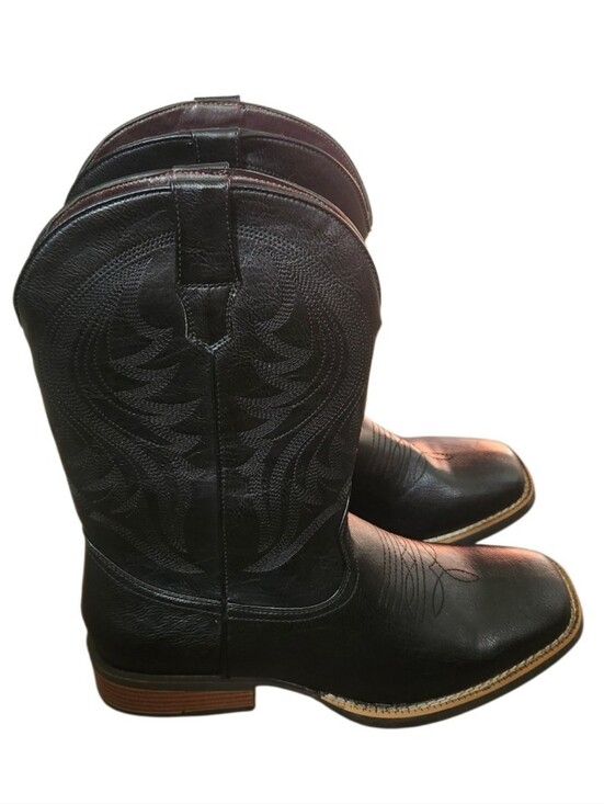 Shoes - Women' Black Faux Leather Cowboy Boots Sz 10.5
